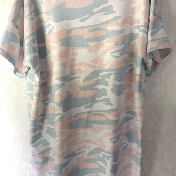 Flamingo L Blue, Pink Shot Sleeve Shirt - Picture 2 of 5